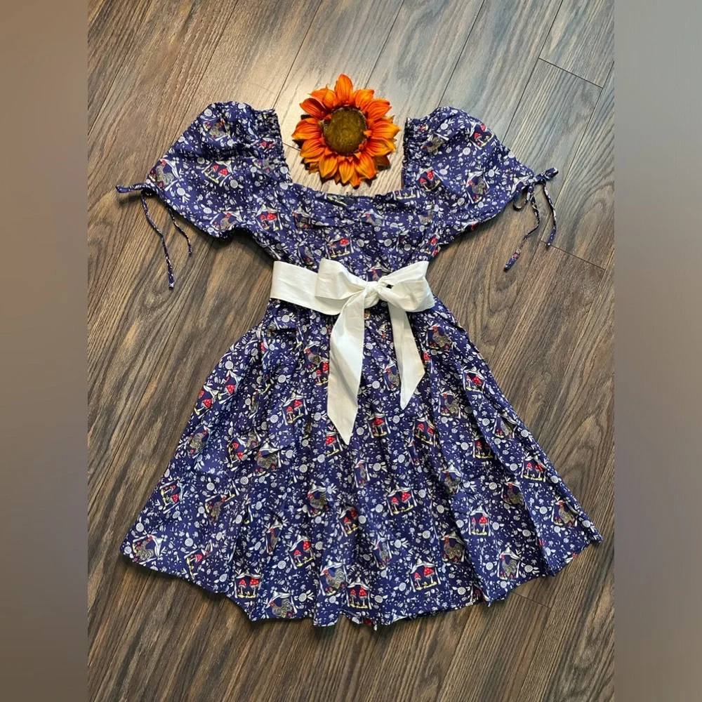 🦋B2G1🦋UNIQUE VINTAGE Retro Navy Mushroom and Rooster Dress NWT - Picture 7 of 11